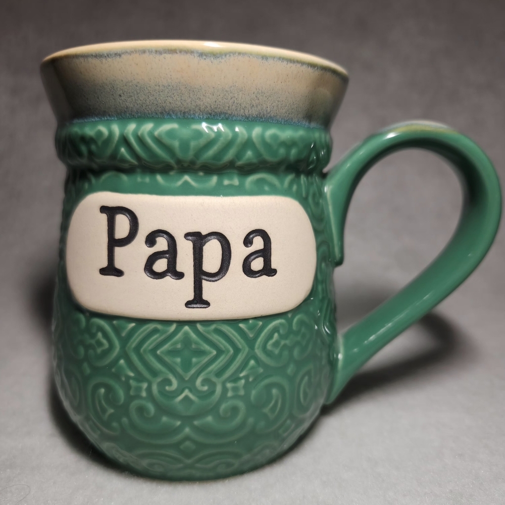 Mug Cup Cracker Barrel Exclusive PAPA Large 18 Oz Green Tan Brand New